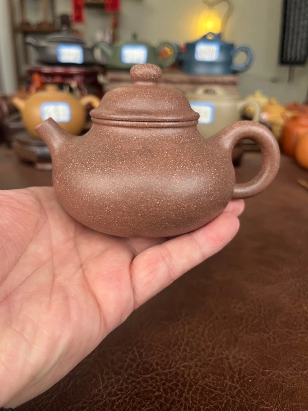 当代 宜兴紫砂原矿半手工花块紫泥容天壶