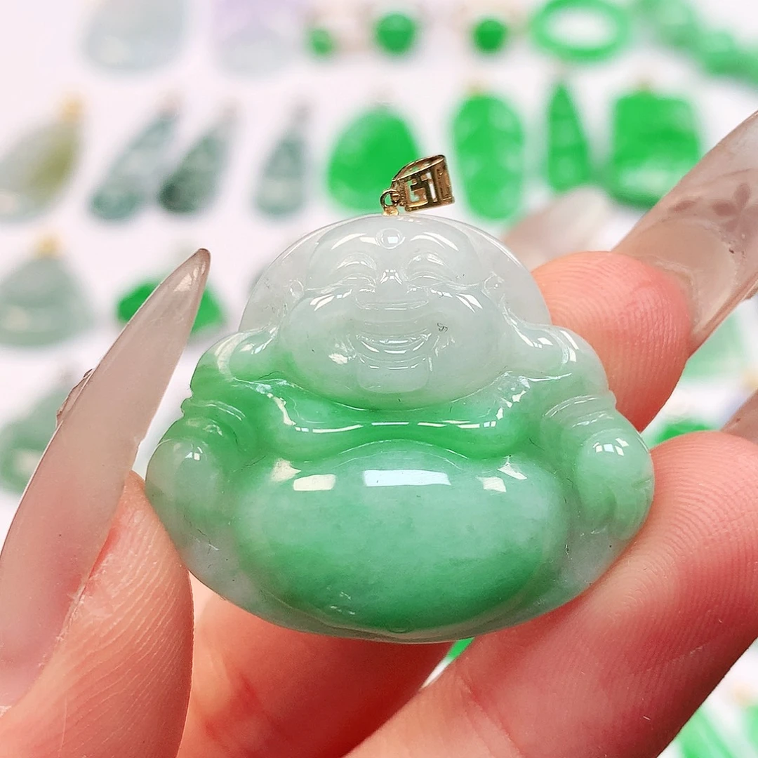 吊坠(不含链)18K金镶嵌翡翠