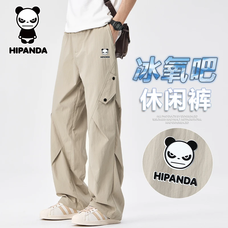Hi Panda你好熊猫美式冰丝工装裤男士夏季薄款宽松潮牌休闲长裤子