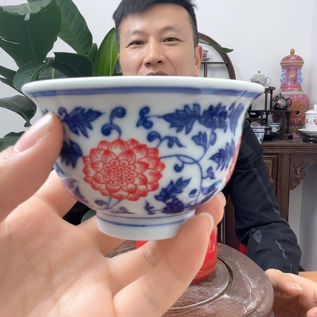 景德镇陶瓷缠枝莲杯