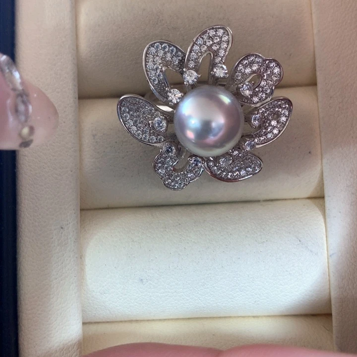 银S925镶嵌戒指海水珍珠