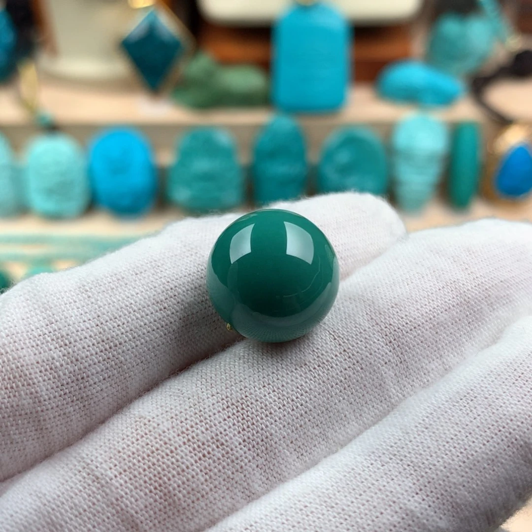 未镶嵌绿松石圆珠卡14.5