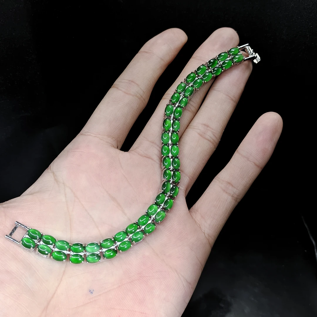 【老三珠宝】翡翠蛋面手链YC43【多样性发其一】约5-3mm