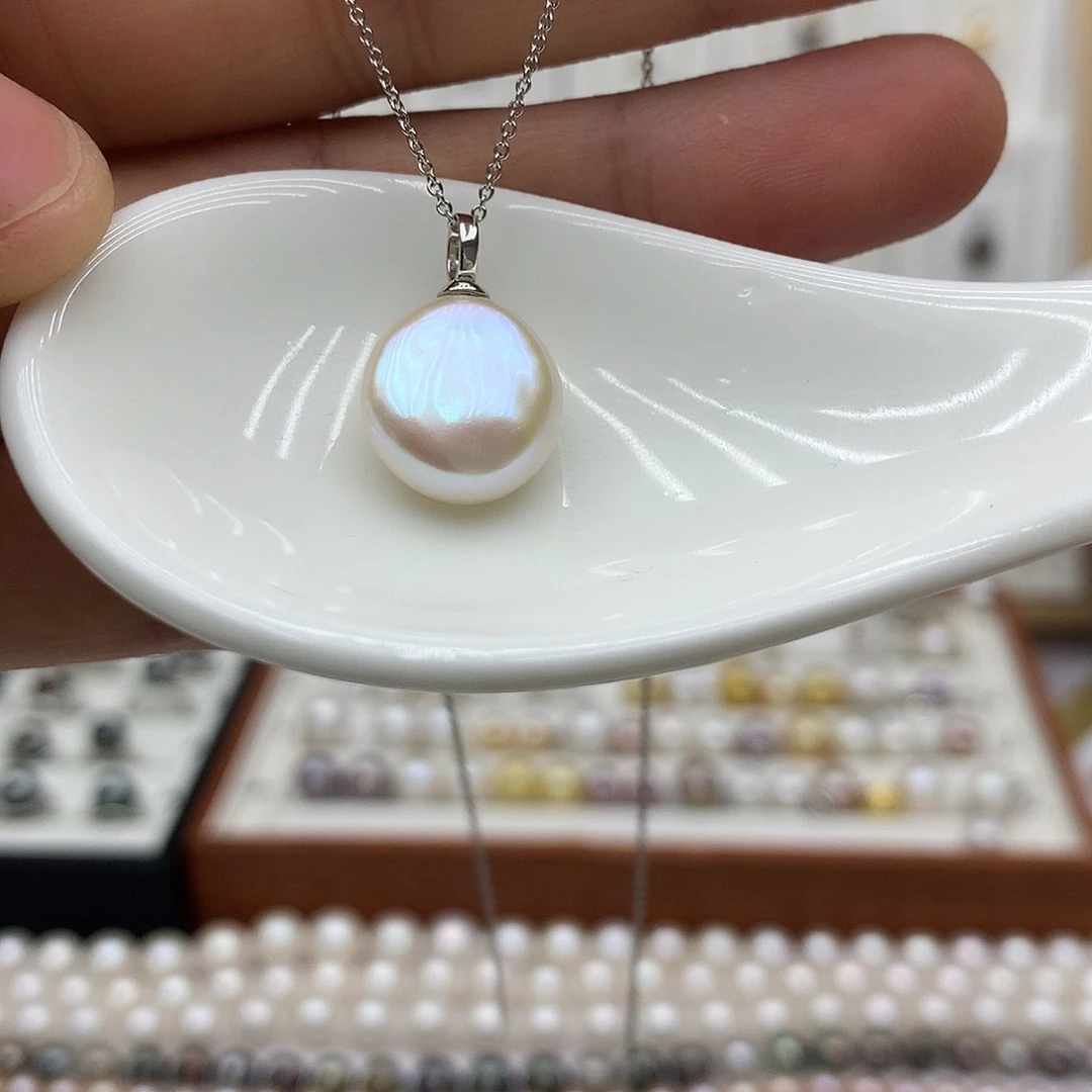 淡水珍珠吊坠(不含链)银S925镶嵌