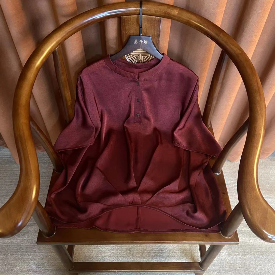 【墨舞】新中式女装高级感上衣显瘦复古新款中袖气质国风高档衬衫