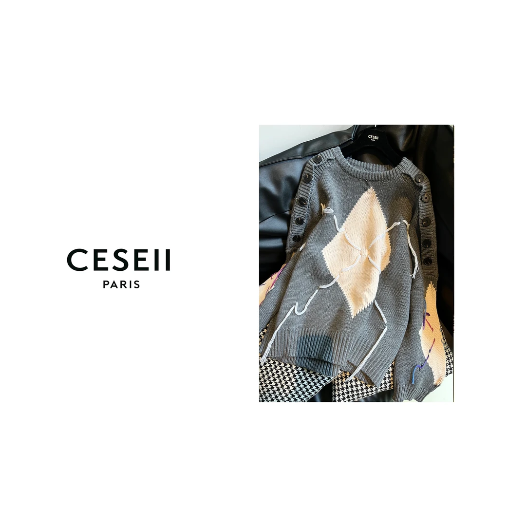 【XJ1188】CESEII秋冬季新款时尚手工流苏工艺百搭休闲毛衣套头