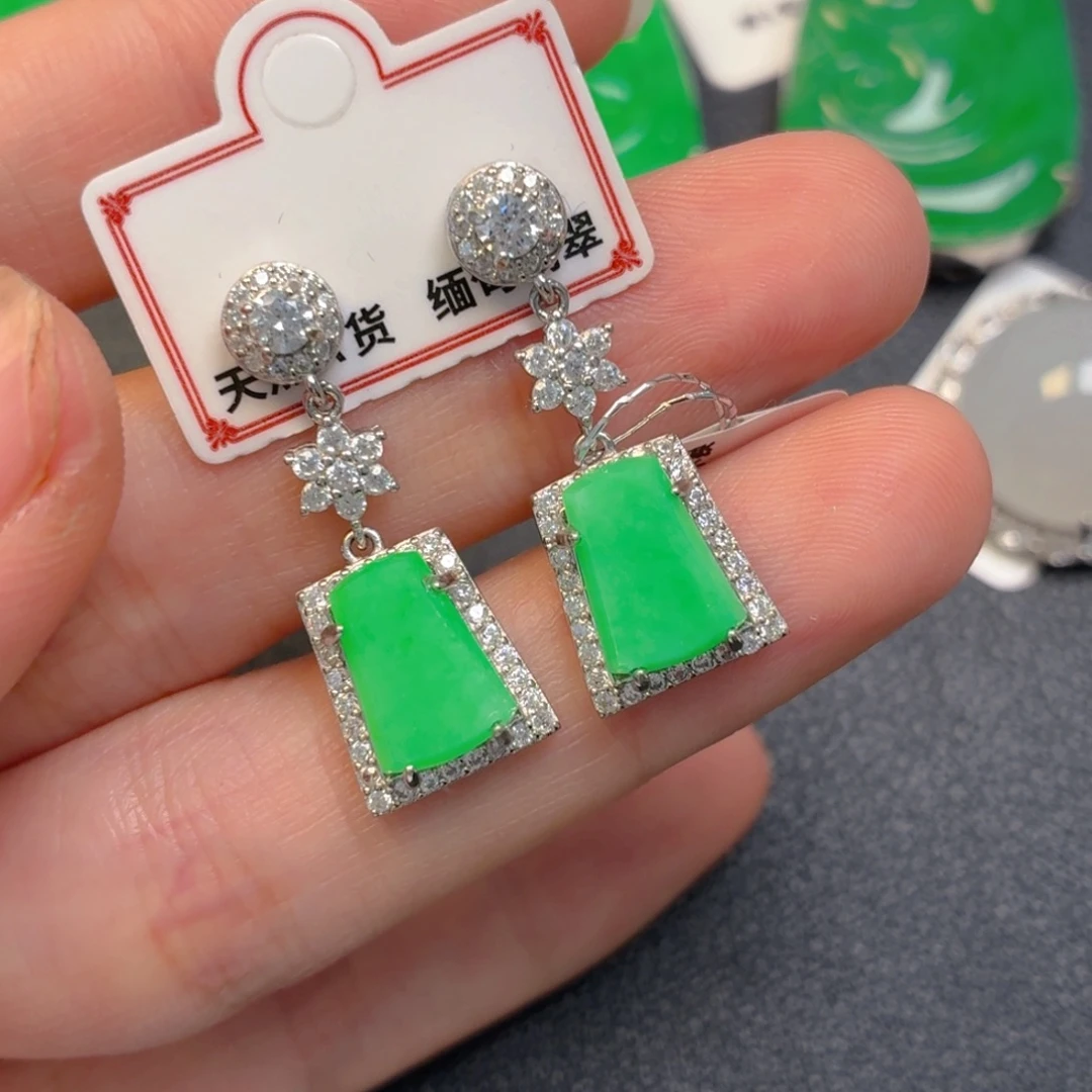 翡翠银S925镶嵌吊坠(不含链)耳坠
