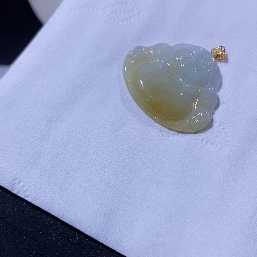 翡翠吊坠(不含链)18K金镶嵌