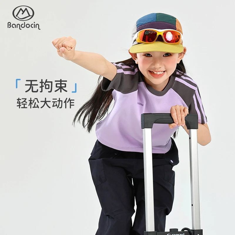 半度闲女童夏季拼色短袖t恤洋气薄款2025新款儿童夏装运动上衣潮T