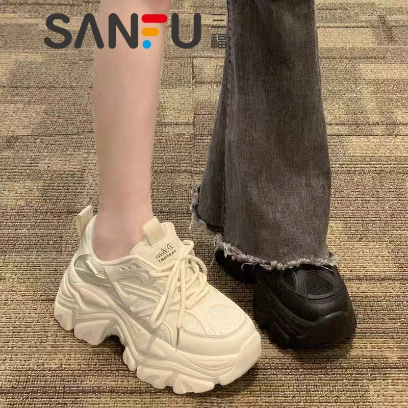 三福女款新款春秋增高鞋爆款百搭鞋子女生小白鞋运动鞋厚底女鞋