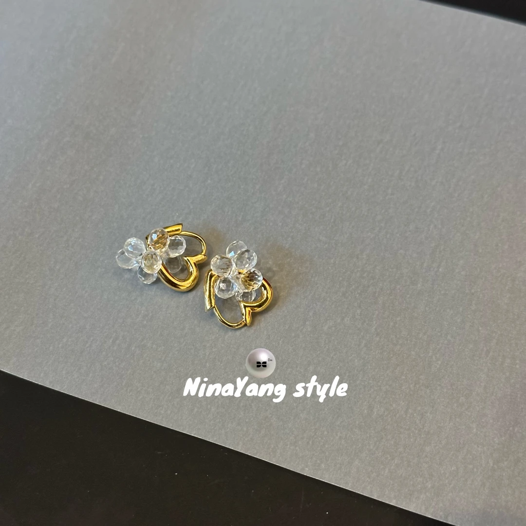 雲涌之丽 铜合金合成锆石耳饰 【通透心】DME0330轻奢气质耳环小众