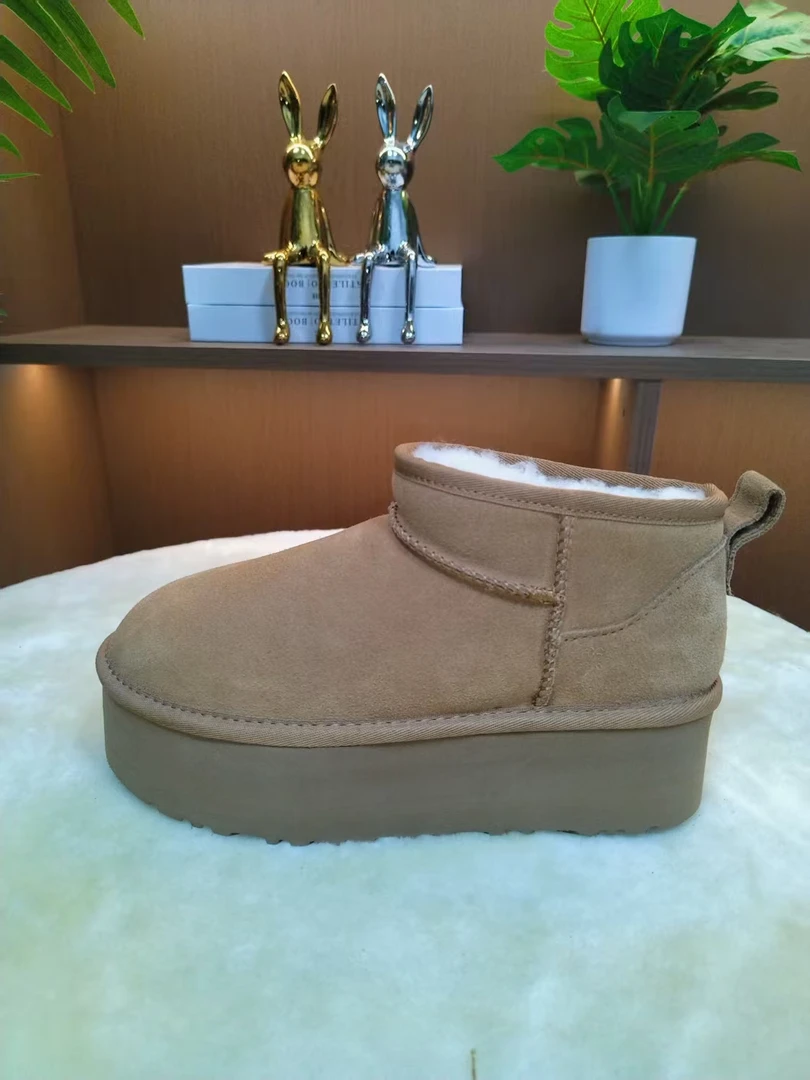 【5公分厚底冬雨】桑坡真皮真毛雪地靴女士加绒保暖