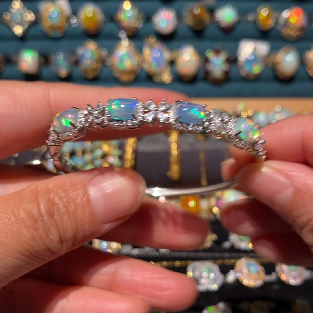 欧泊银S925镶嵌手镯