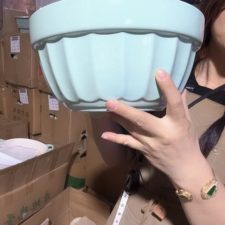 外贸伟大陶瓷餐具25厘米薄荷绿烘焙碗