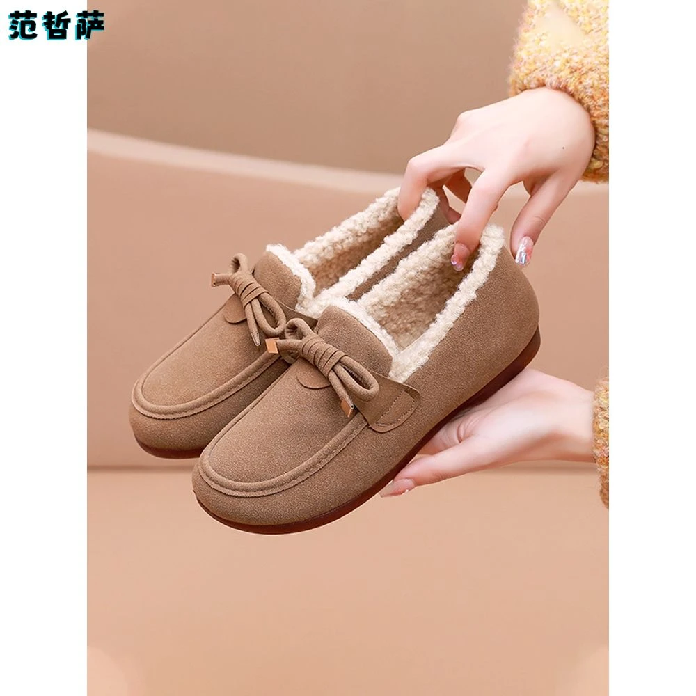 老北京布鞋女棉鞋牛筋底妈妈鞋冬季加绒加厚保暖豆豆鞋休闲毛毛鞋