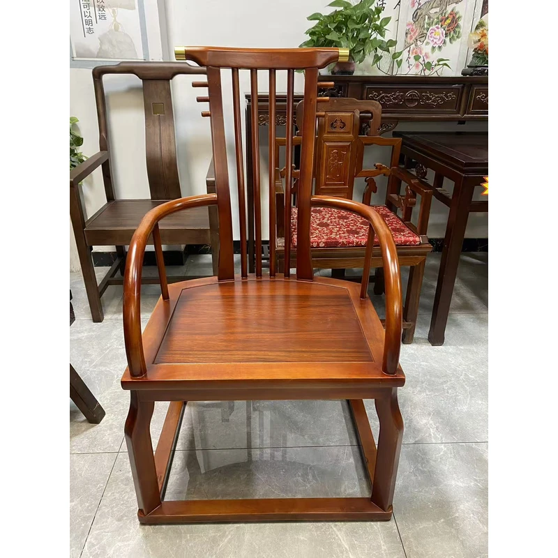 实木琵琶主椅新中式客厅家用禅意阳台古典办公茶桌椅官帽茶椅官帽