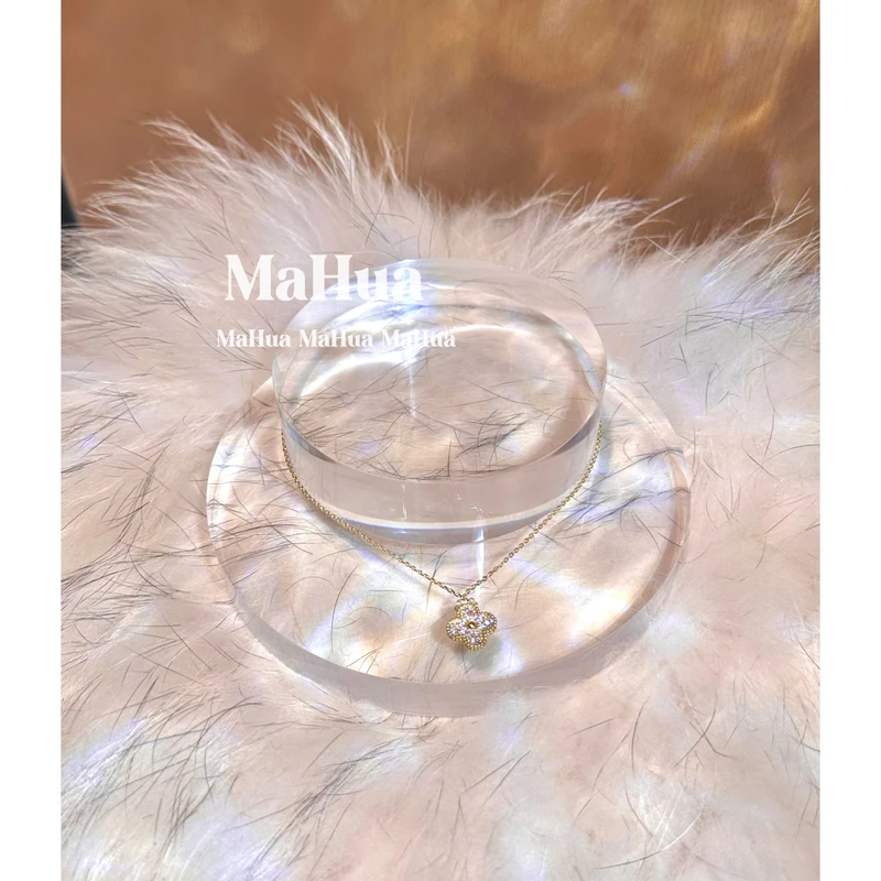 铜合金合成锆石项链 P1314 轻奢小众锁骨链金色项链