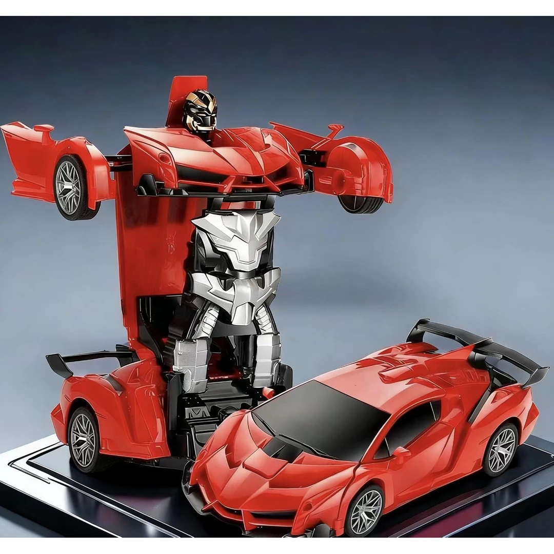 （丁）一键变形电动遥控汽车变形金刚机器人兰博基尼跑车去礼盒发货