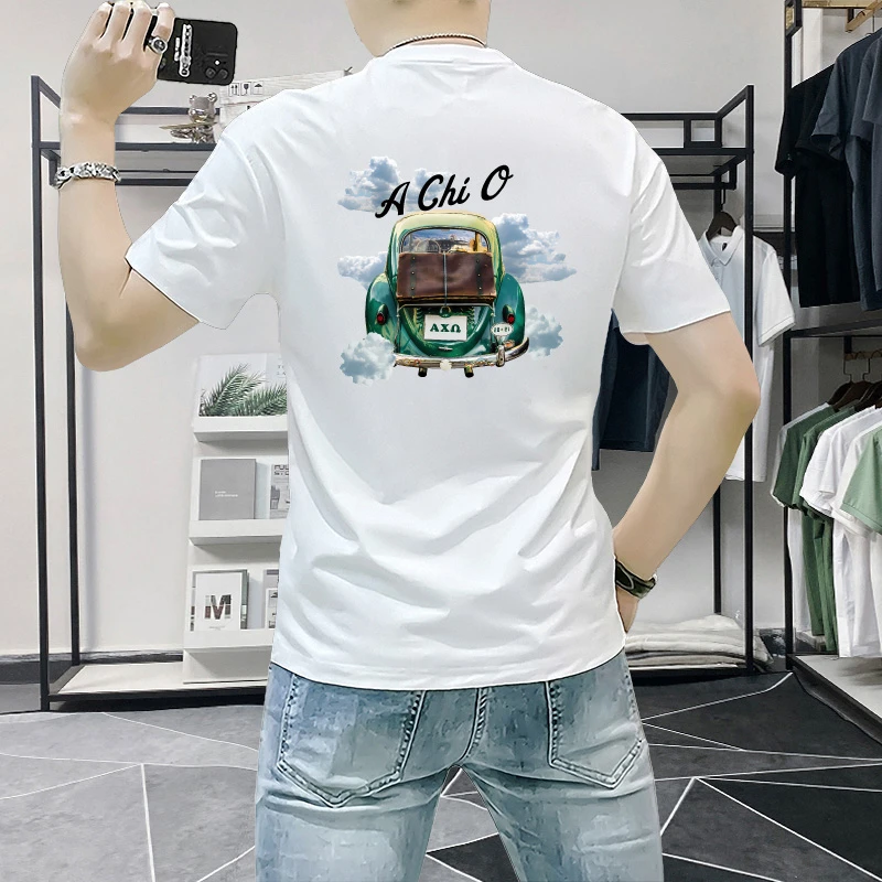 潮牌男装短袖t恤男夏季新款潮流时尚休闲印花男士半袖ins修身圆领