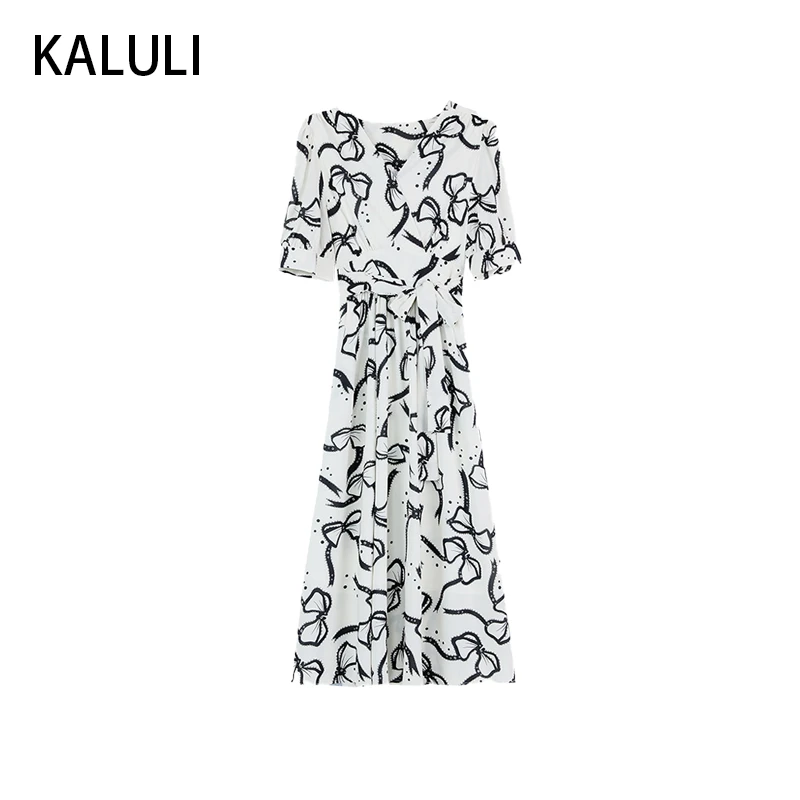 裙子法式夏季宽松中长裙长裙时尚nakg碎花连衣裙碎花