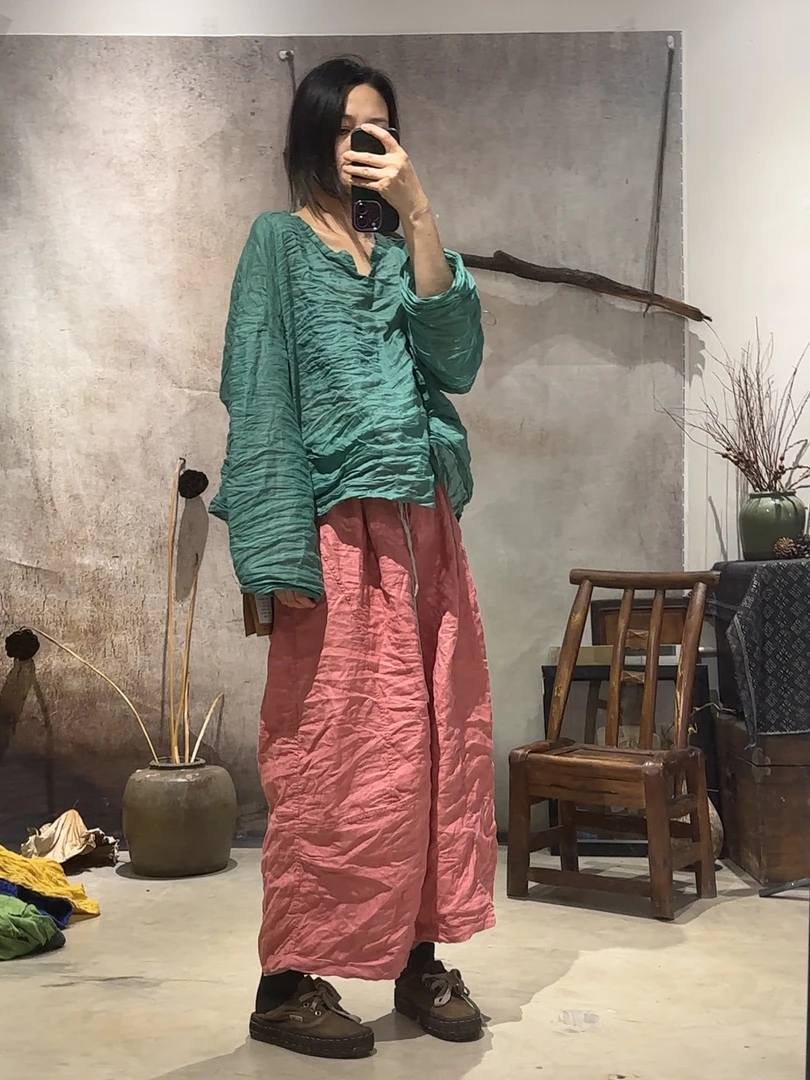 素年未央 250326/  阿贞 苎麻后开叉文艺复古套头小衫