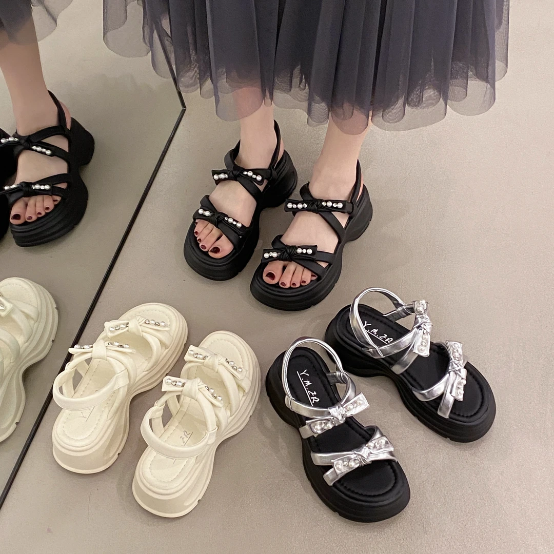 贾不假配裙子罗马凉鞋女夏季2025新款百搭小众凉拖增高厚底高跟鞋