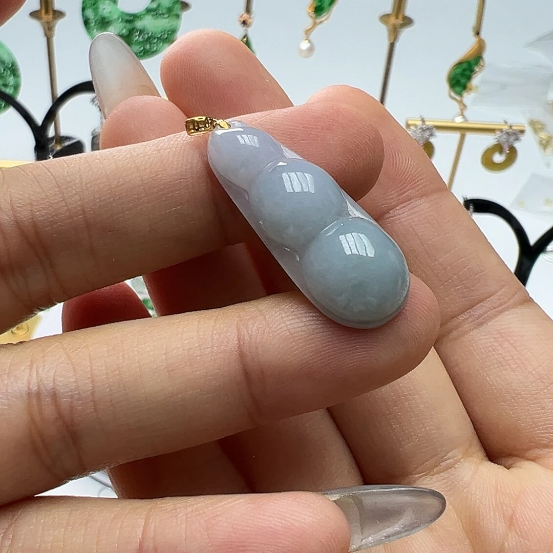 翡翠18K金镶嵌耳饰天然缅甸A货翡翠