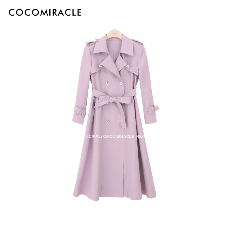 【黄蓉推荐】新款双排扣翻领修身显瘦风衣Q36FY8129