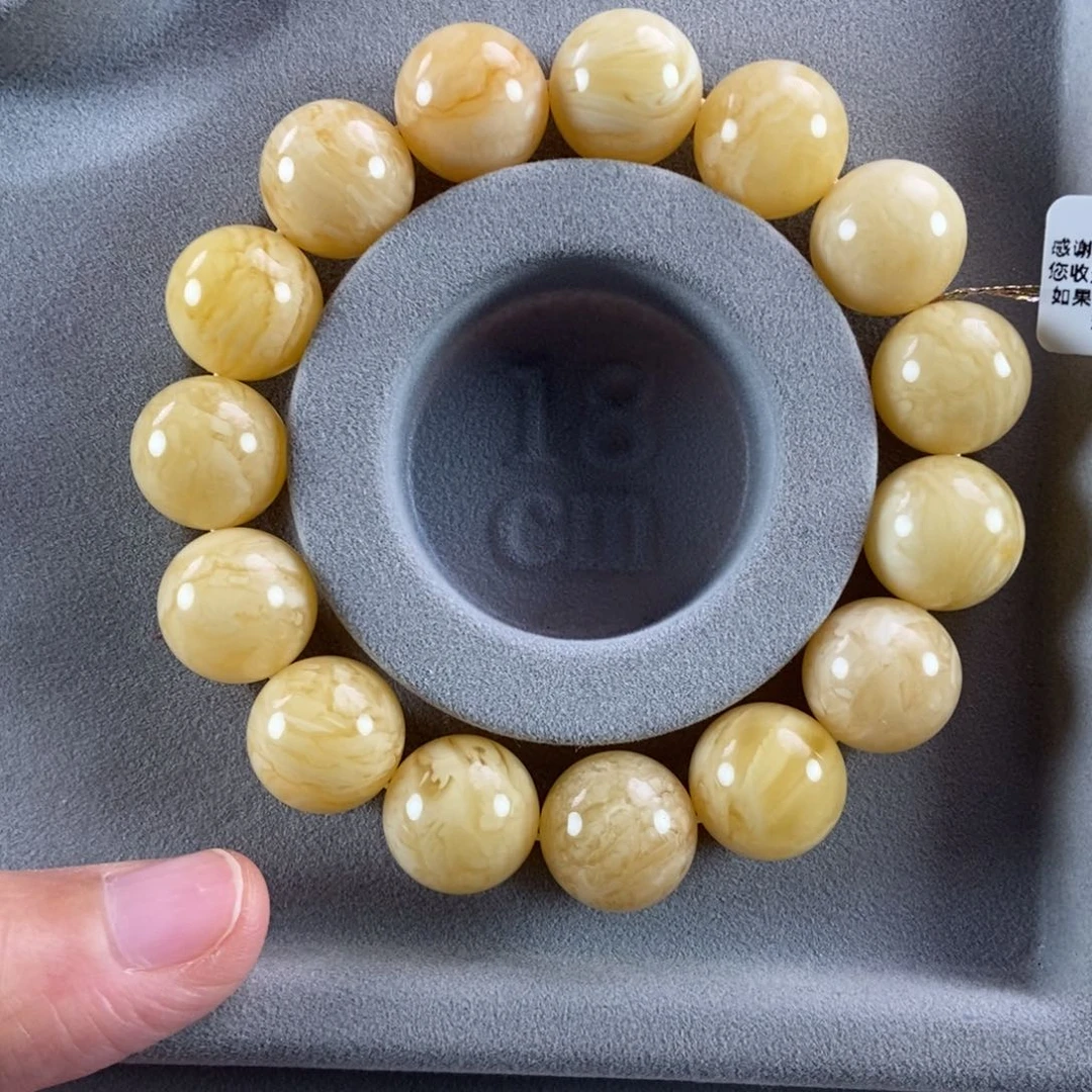 琥珀未镶嵌珠宝奇石15虎皮圆珠29.11