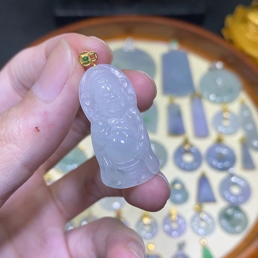 翡翠18K金镶嵌吊坠(不含链)