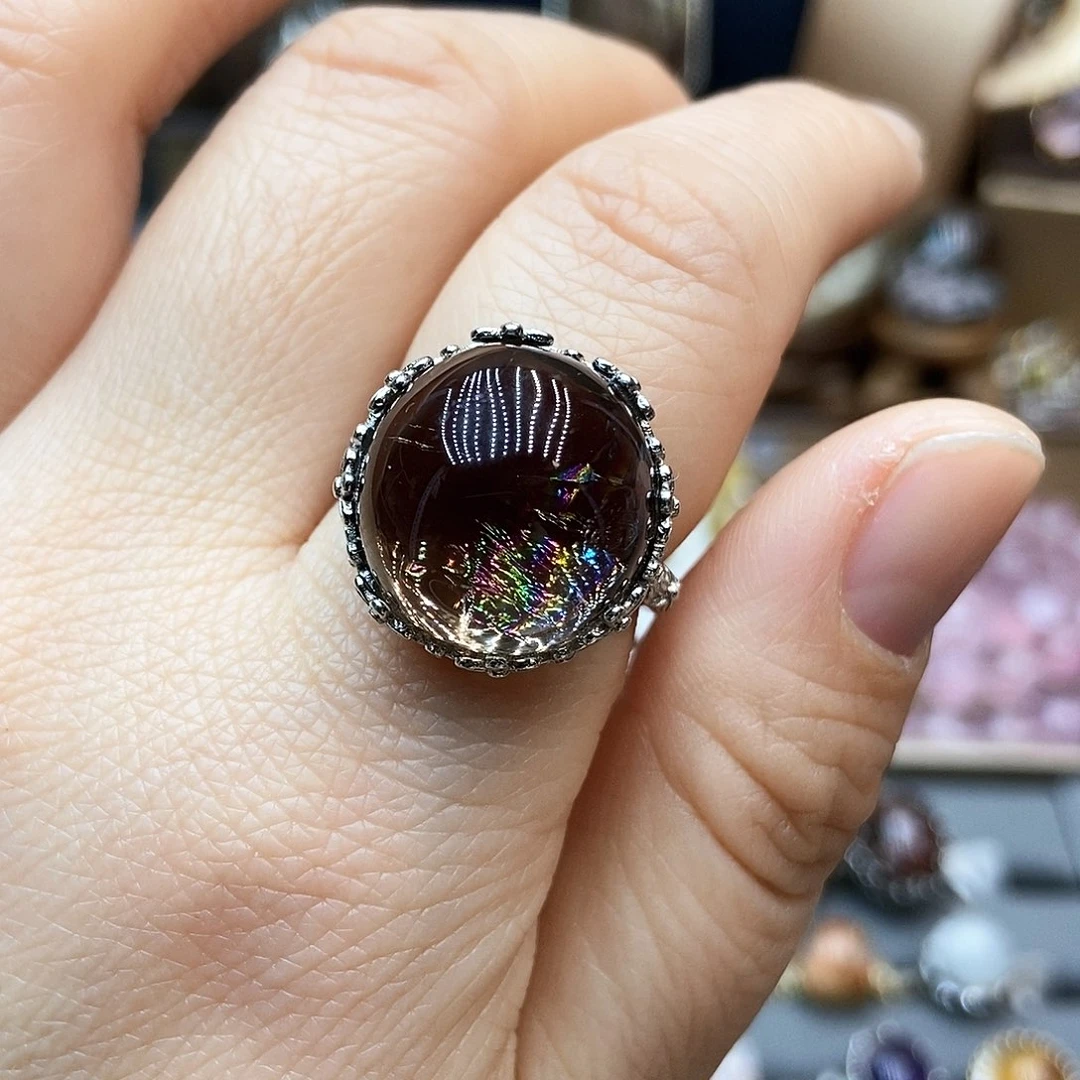 水晶戒指银S925镶嵌茉*