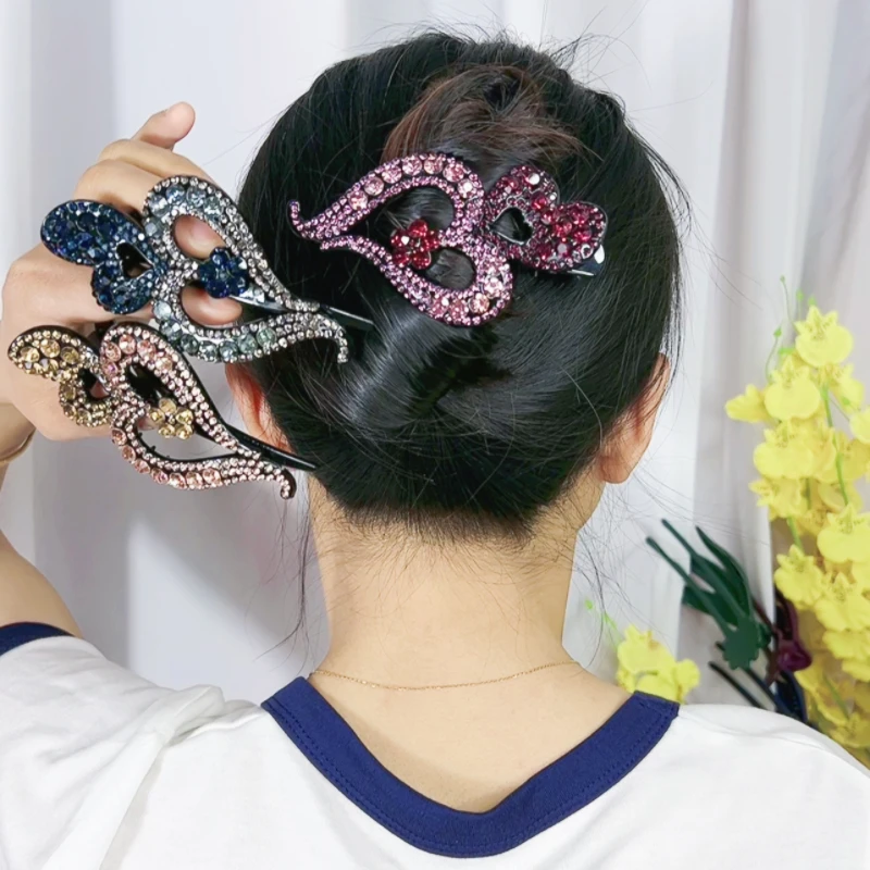 高档水钻发夹新款镶钻鸭嘴夹韩版盘发插亮钻发抓夹满钻水晶一字夹