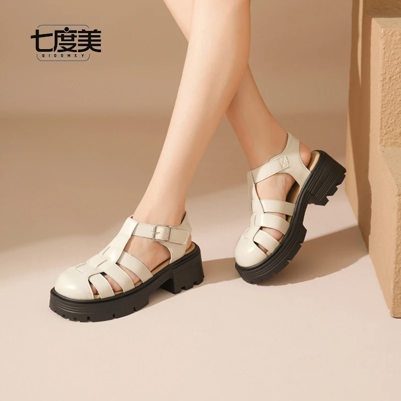 罗马凉鞋女外穿2025夏季新款编织猪笼软底粗跟百搭透气时尚鞋子