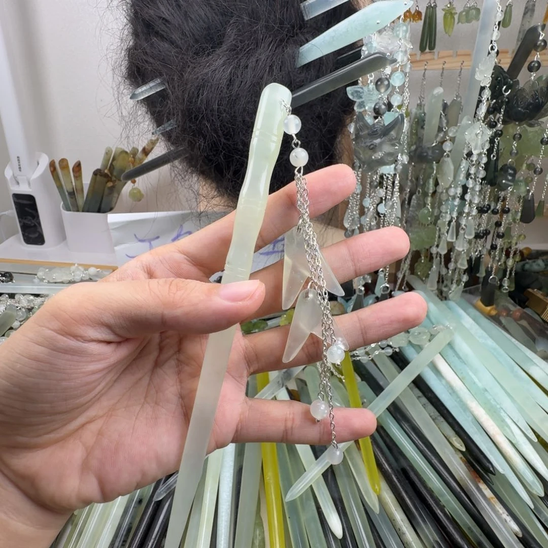蛇纹石玉合金发饰