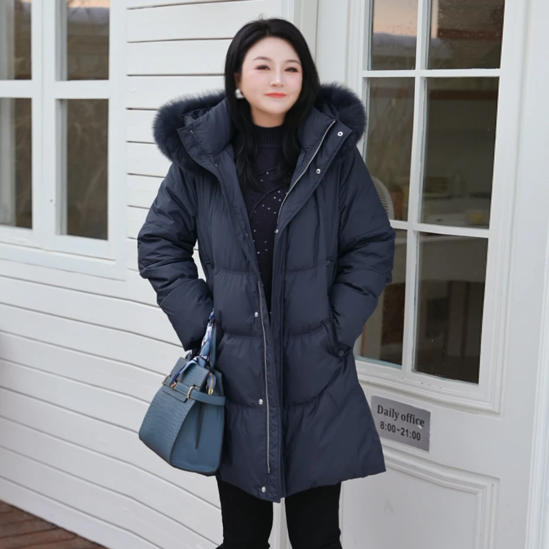 【90白鸭绒狐狸毛领可拆】MsShe大码女装2025冬装羽绒服M2510021