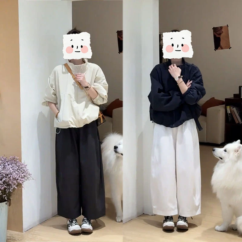 秋季时尚小个子百搭休闲显瘦慵懒风短款冲锋衣外套休闲裤两件套装