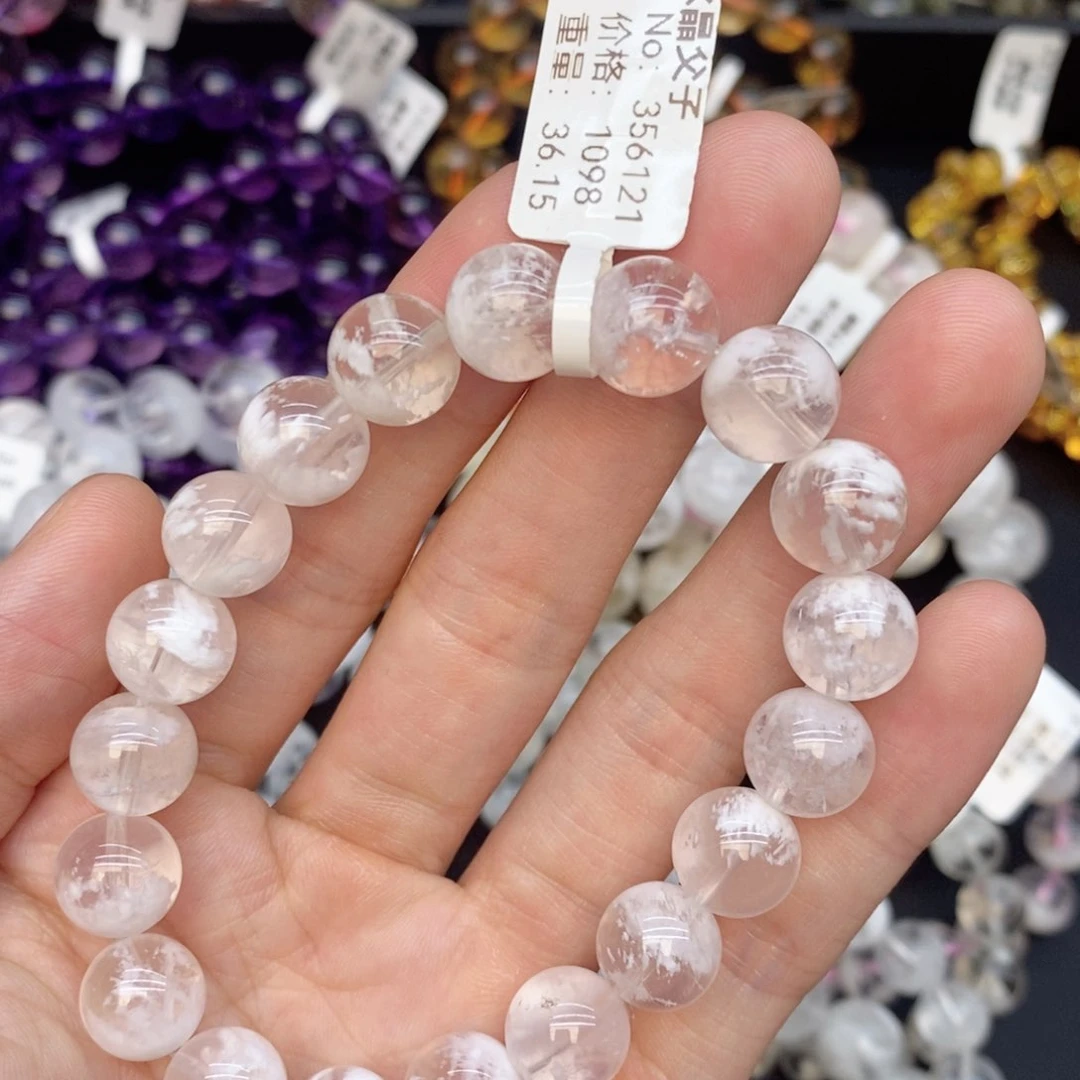 水晶手串未镶嵌2白雪花幽灵11mm