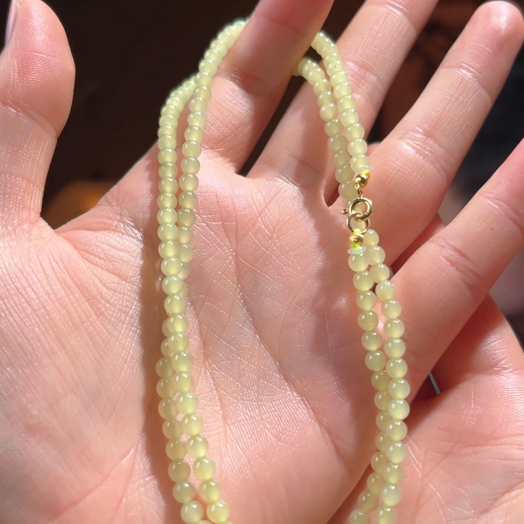 颈饰银S925镶嵌和田玉黄口4mm180