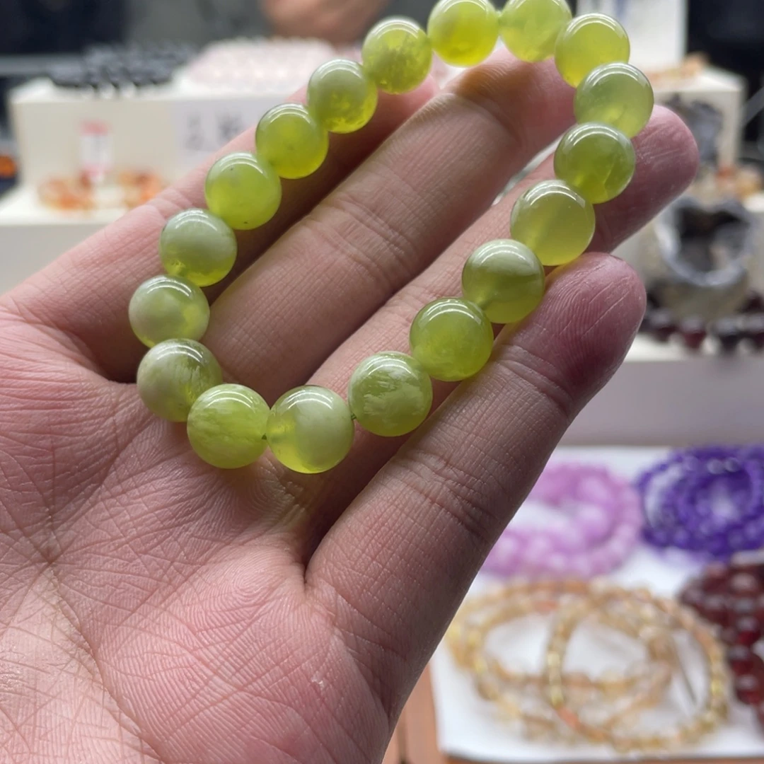 未镶嵌水晶手链11mm岫玉手串
