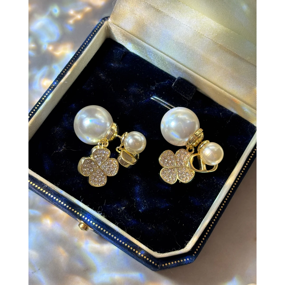 铜合金仿珍珠耳饰 气质轻奢双面耳环 B0906