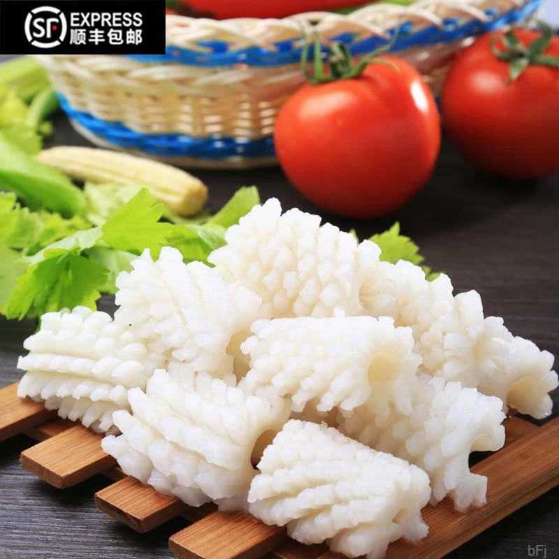 【冷链包邮】新鲜现切大鱿鱼花鱿鱼卷冷冻墨鱼花目鱼花商用海鲜生鲜