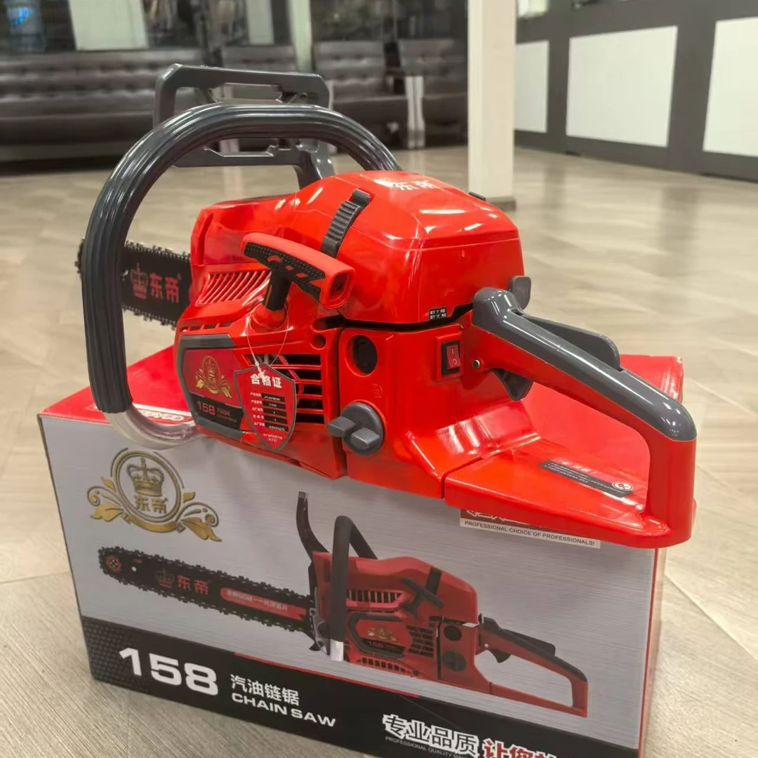 东帝原装158大功率汽油锯二冲程家用伐木锯正品省油锯专业伐木