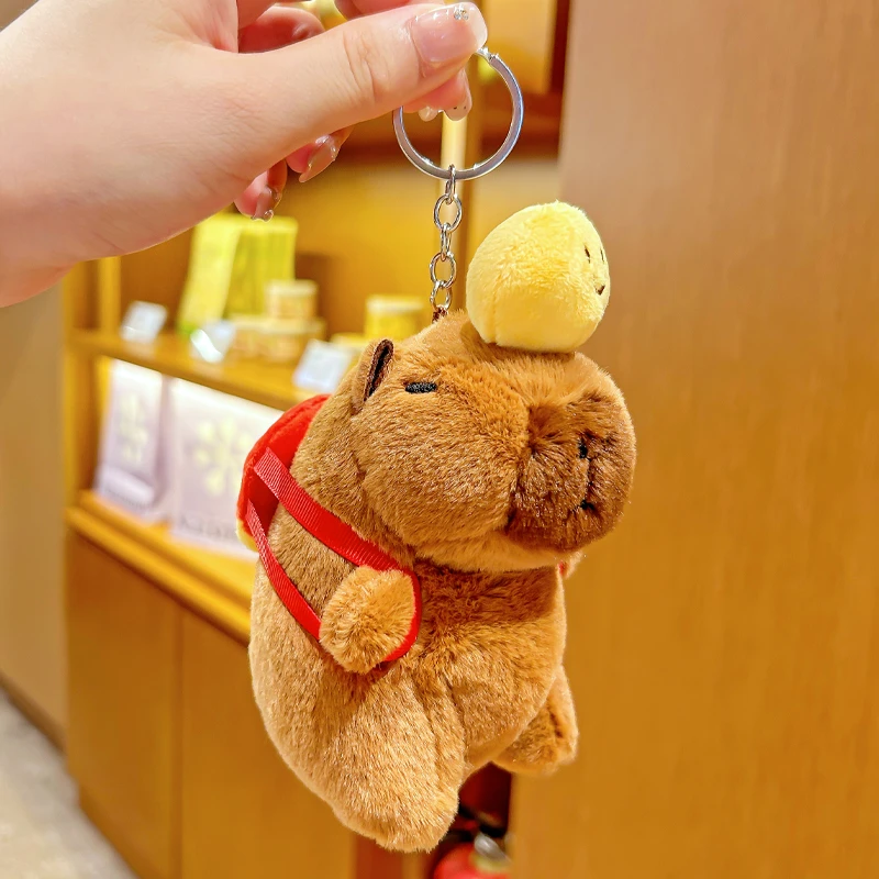 卡通乒乓球水豚公仔卡皮巴拉毛绒玩偶钥匙扣可爱女生礼物包包挂件
