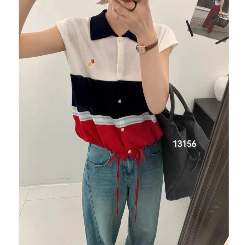 13156（部分无水洗唛，介意慎拍）CHUXUN翻领撞色拼接抽绳小飞袖