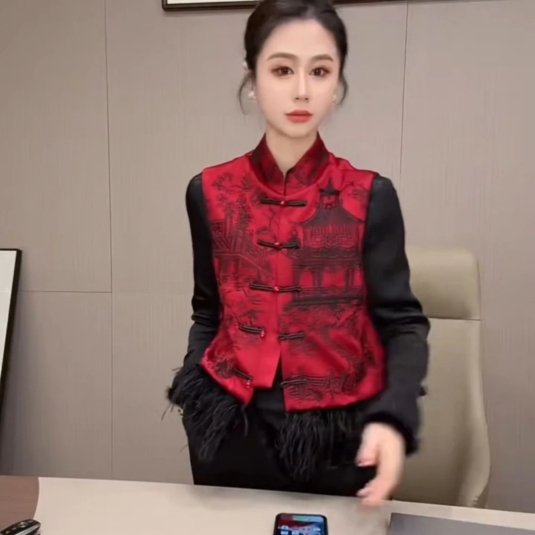 2025网红爆款高级洋气轻奢气质时尚百搭女款叠穿新款国风马甲秋冬