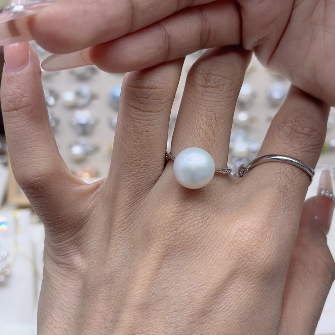 心***痒戒指淡水珍珠银S925镶嵌