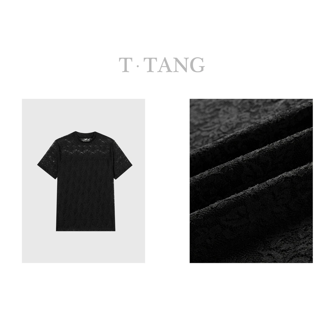 2025年立体镂空韩国水柔蕾丝休闲百搭透气舒适蕾丝半袖【6951】MM