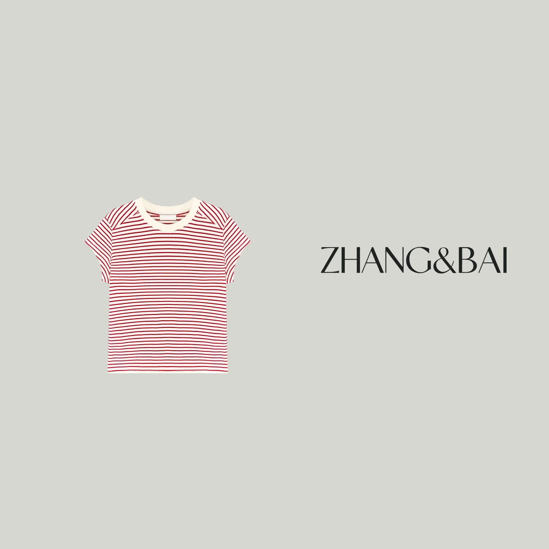 zhang&bai25&SS高定 |【草莓红】经典红色条纹衫自然补光板休闲百搭