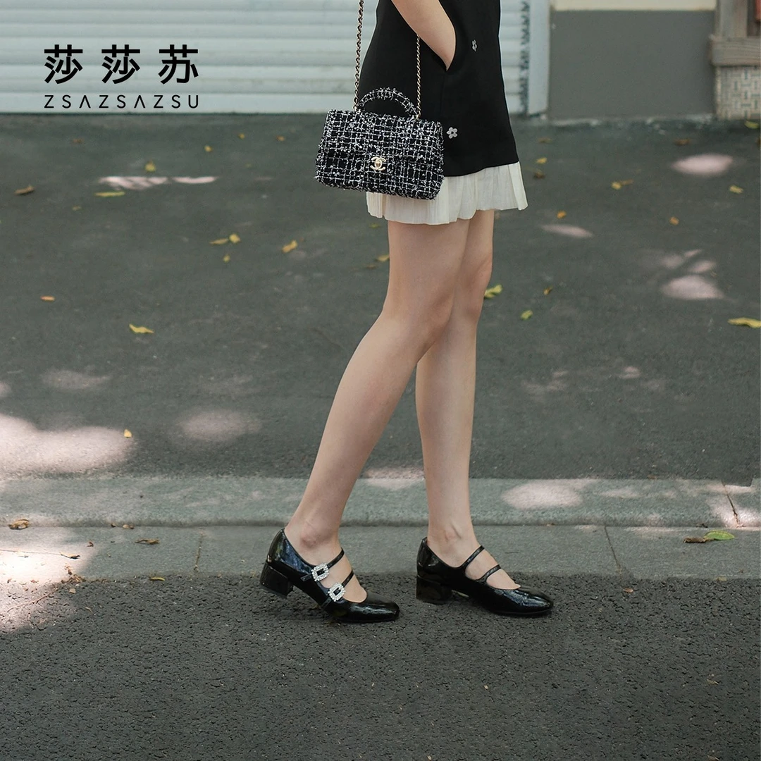 [圆舞曲]莎莎苏春季时尚通勤中跟小香风玛丽珍女鞋单鞋ZA54275-60