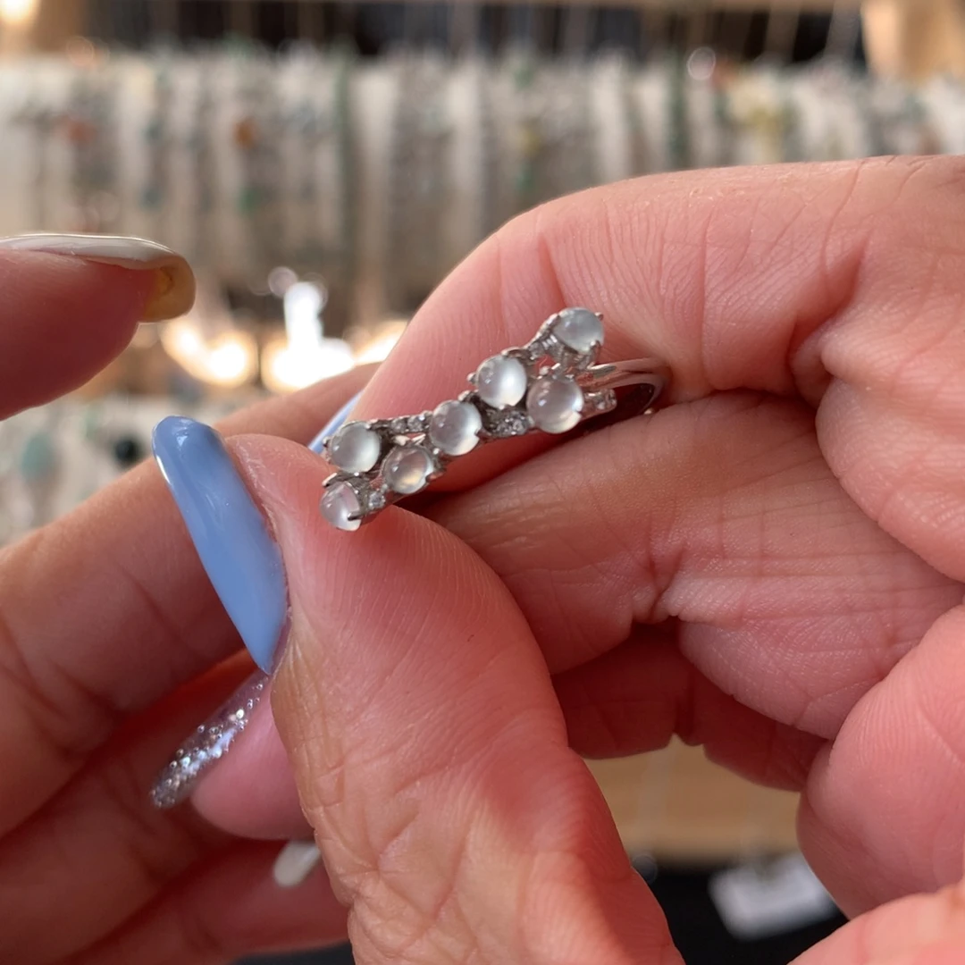 翡翠银S925镶嵌耳饰戒指